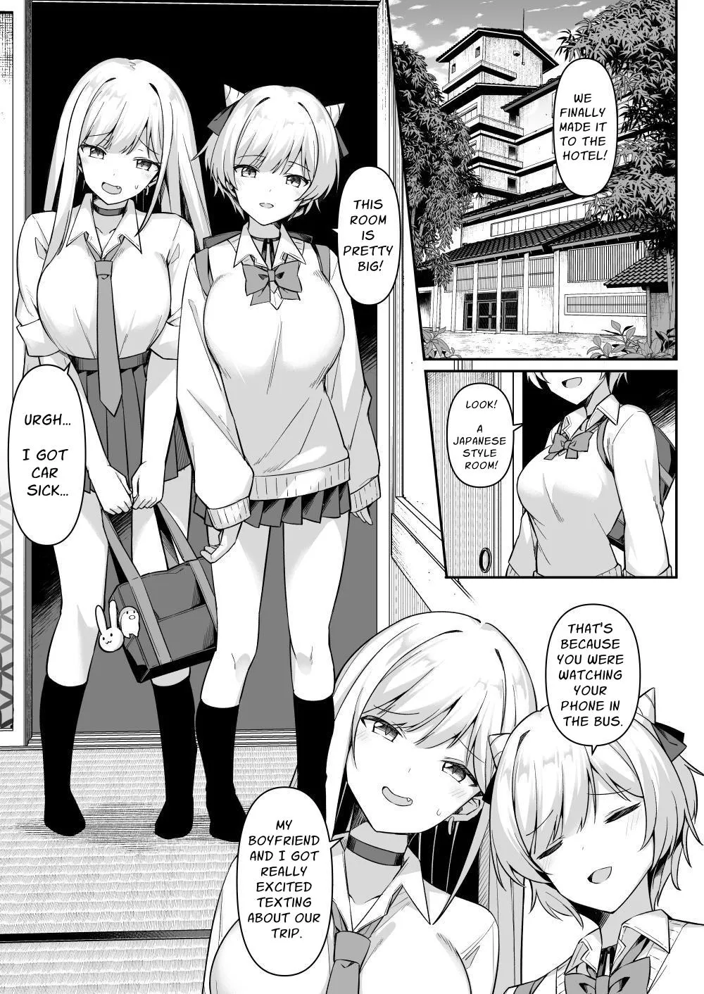 Shuugaku Ryokou de Onsen Ryokan ni Kita Gal, Nakai no Dekachinpo de Wakarase Zecchou | Gals on a Hot-spring Inn Trip are Shown Who's Boss by their Big Dick Waiter - Page 3