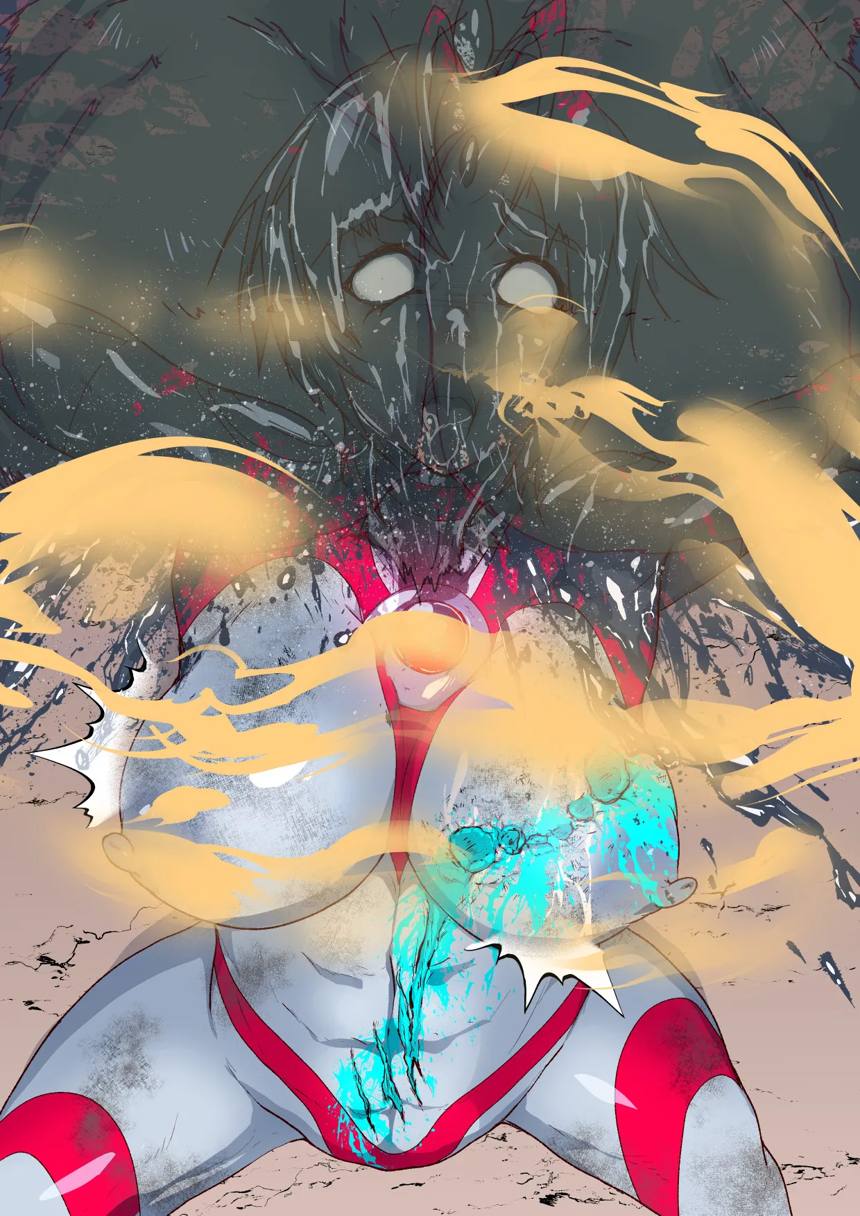 アトラルクスネオン6～汚されたヒロイン!モンスターの分泌液でグチャドロ無様大敗北!泡吹き失神KO巨大ヒロイン!巨大で凛々しいヒロインも負ければでっけぇゴミ箱イキ! page 16 featuring ultrawoman ultraman parody - giantess hentai manga - read online free