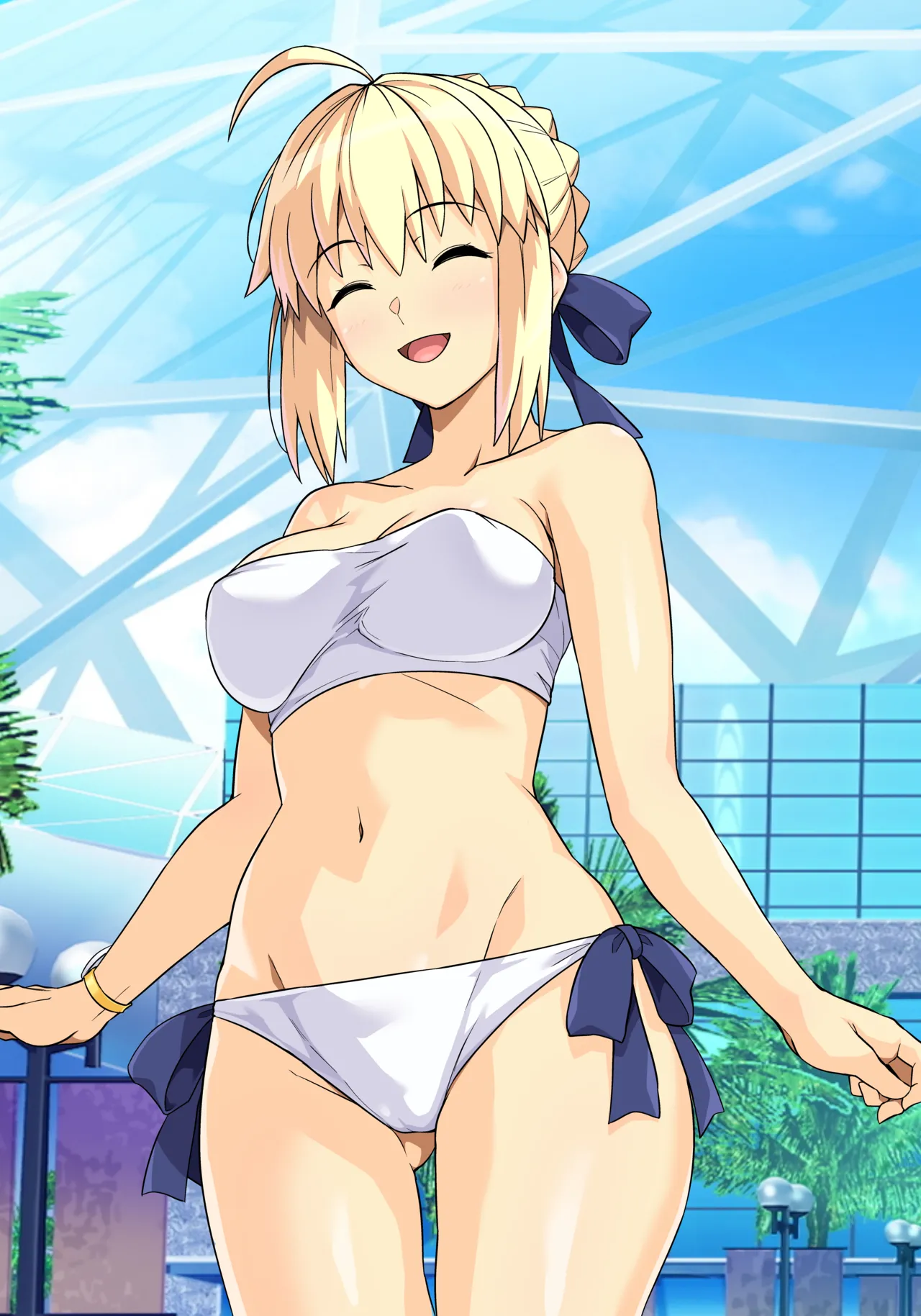 Saber-san Yarimoku Nanpamachi Pool Hen page 54 featuring rin tosaka fate stay night parody - kissing swimsuit hentai manga - read online free