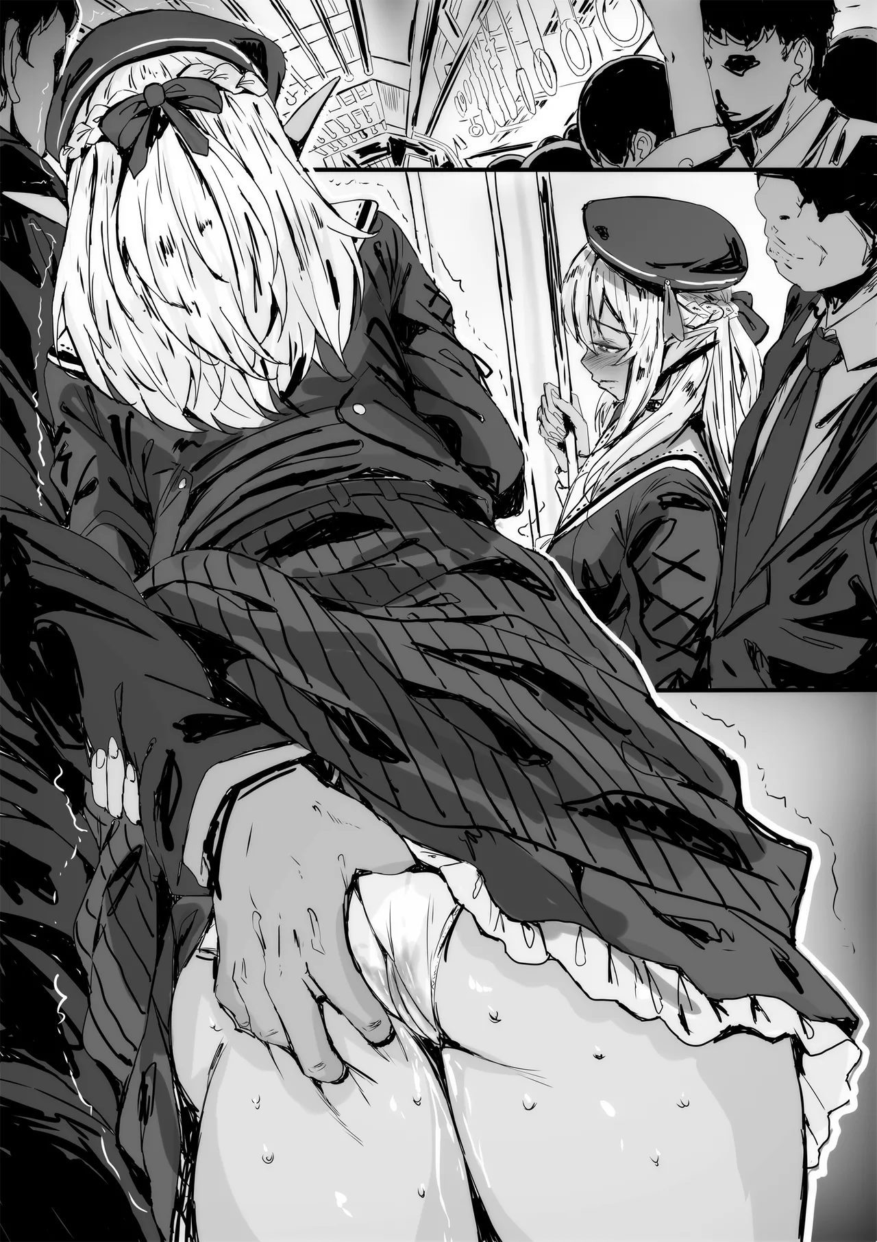 痴●電車 page 44 featuring shiranui flare hololive parody - business suit elf hentai manga - read online free