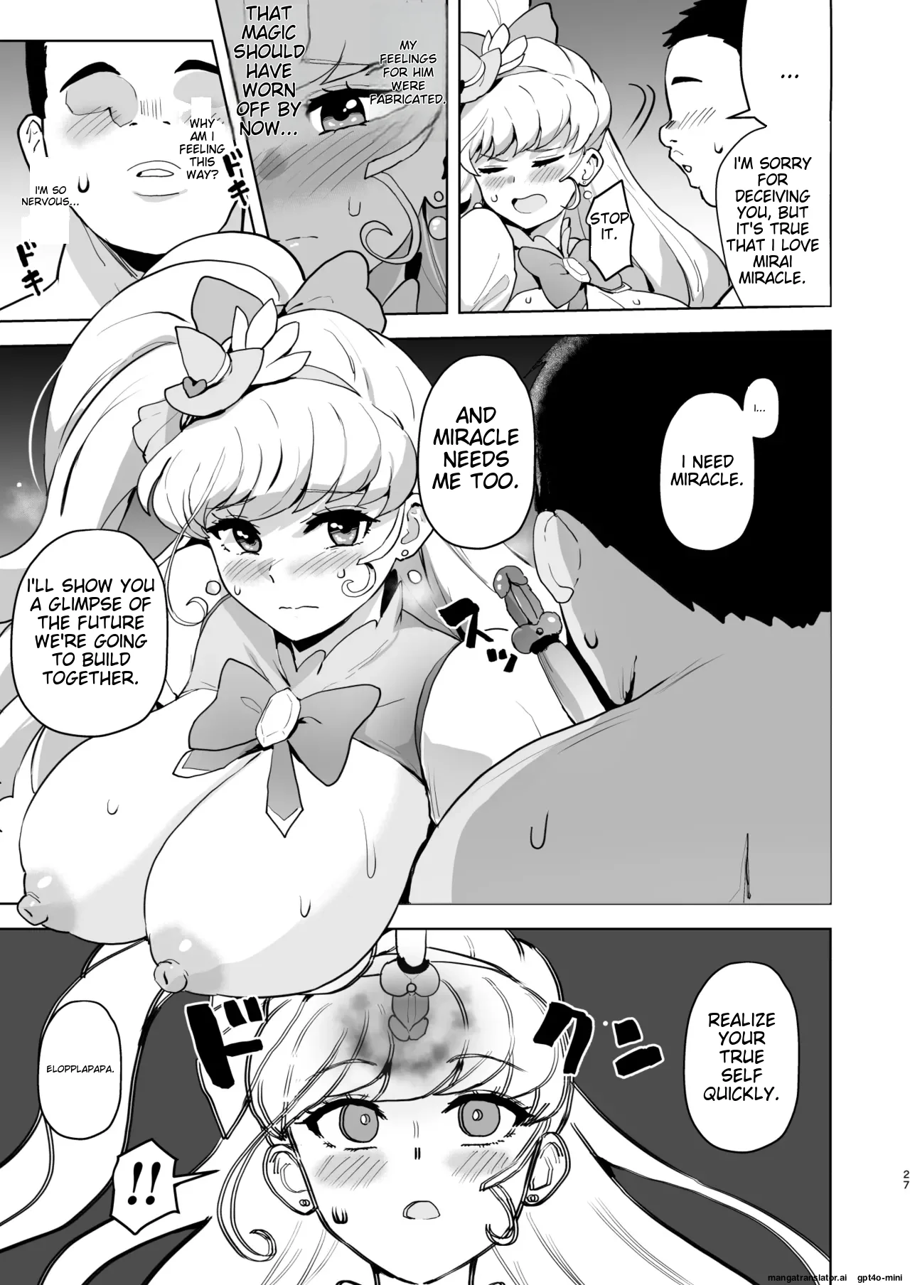Ima Goshujin-sama Daisuki no Dosukebe Ero Mahou Tsukai tte Iimashita!? page 27 featuring cure miracle maho girls precure parody - squirting futanari hentai manga - read online free