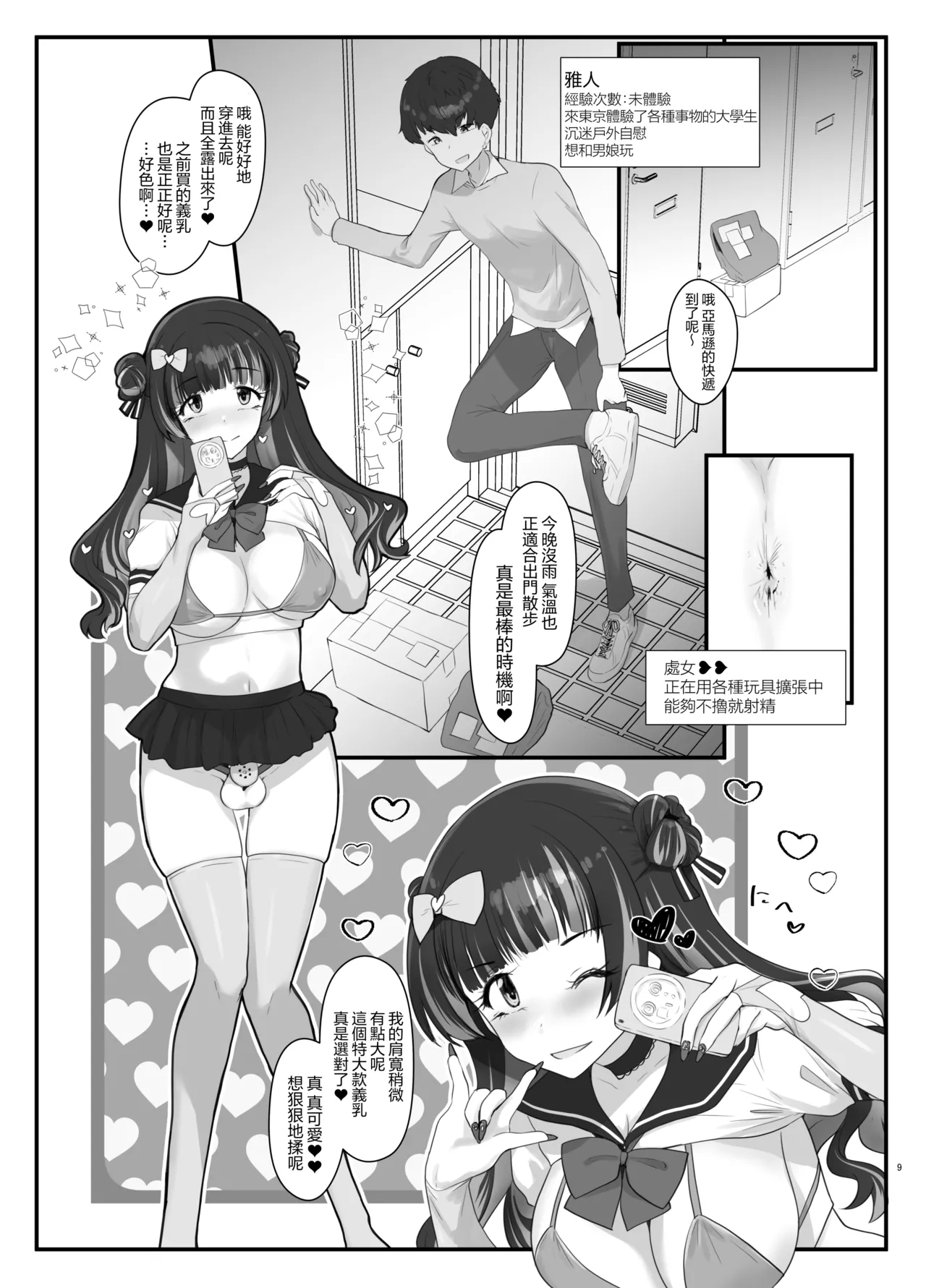 ZuriKoki Daisuki na Otokonoko Hon | 最喜欢撸管自慰的男娘本 - Page 9