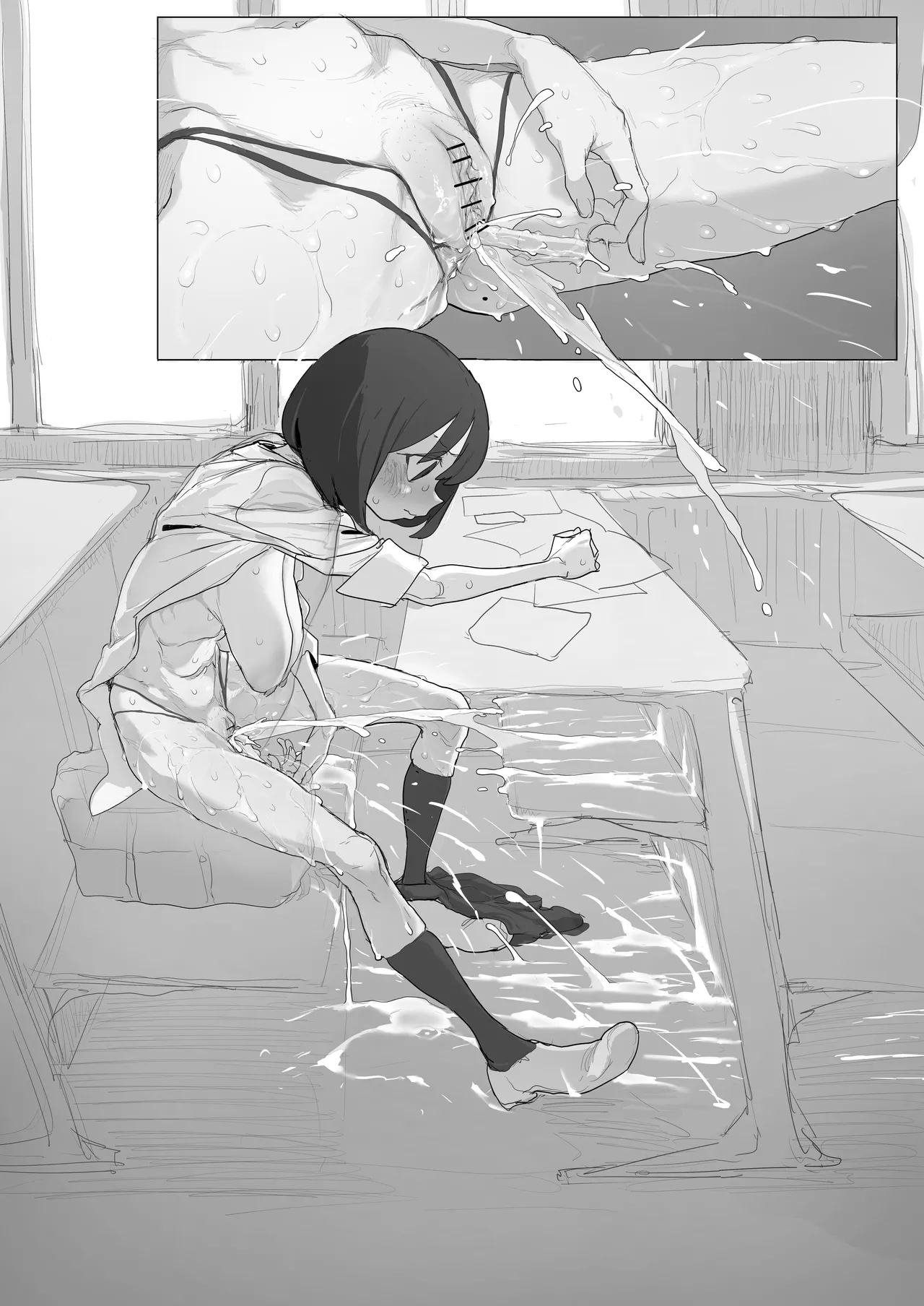 自習室で露出オナの練習してたら友達が来てピンチのルナちゃん - Page 14
